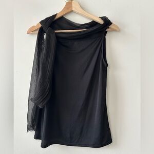 Giorgio Armani Black Sleeveless Silk Scarf Tie neck elegant evening